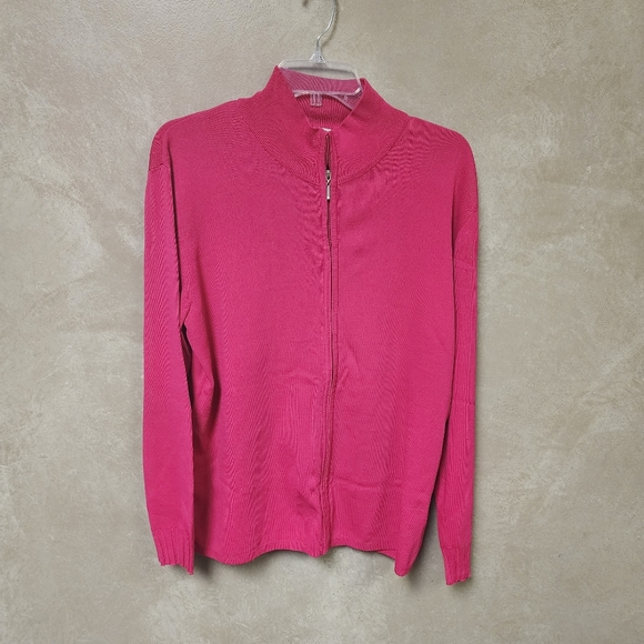 Chico's Long Sleeves Full Front Zip Deep Pint Sweater Size 2 (12 Medium) - Picture 3 of 7